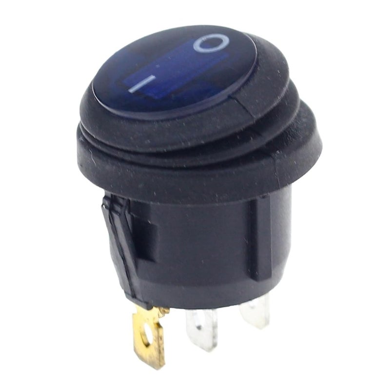 مفتاح الصخور الأزرق 220 فولت المقاوم للماء SPST تشغيل وإيقاف للسيارة والقارب وإضاءة LED المستديرة - Image 3